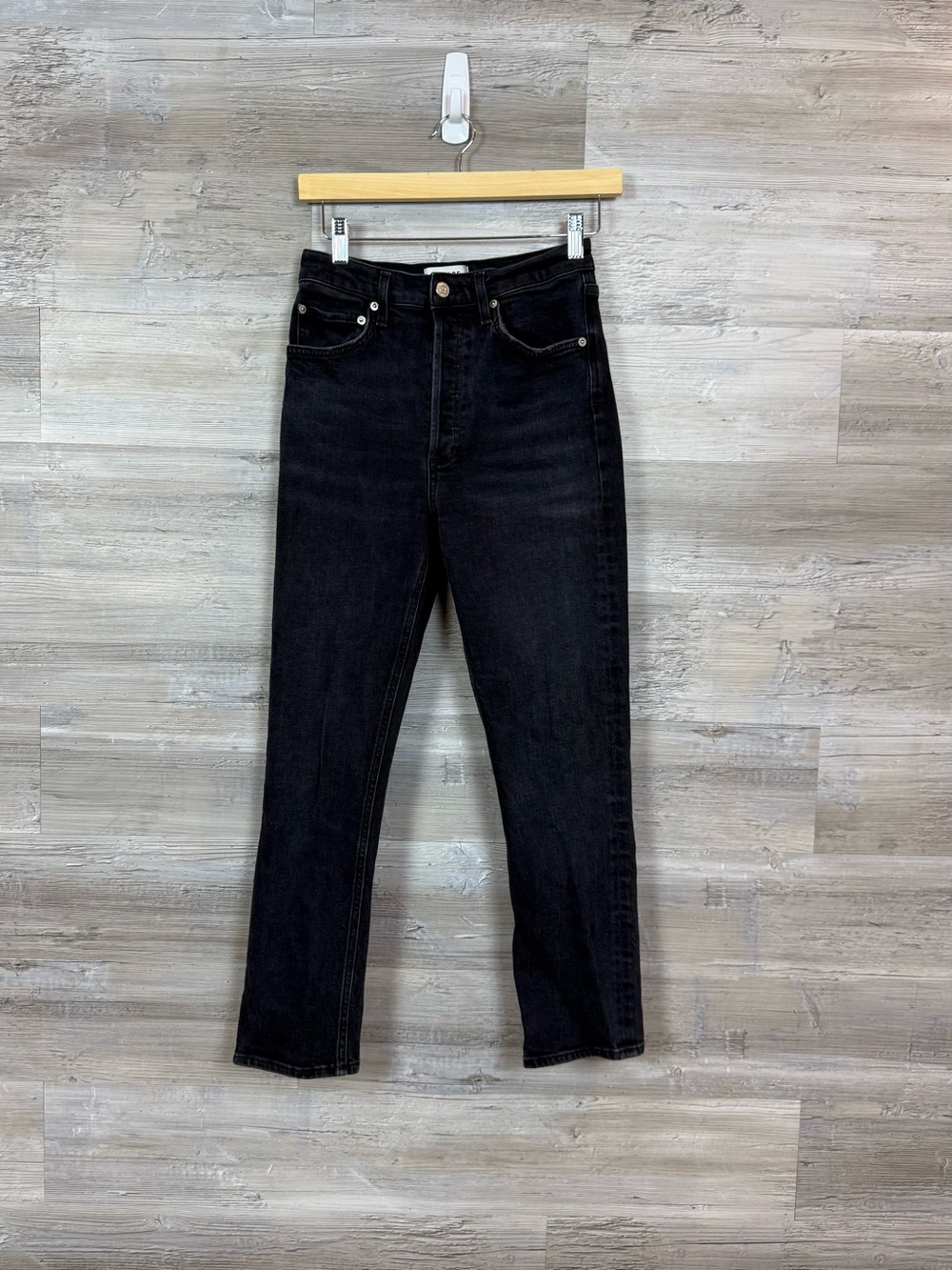 AGOLDE Riley High Rise Straight Crop Black Jeans Sz 26 Stretch